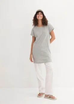 Damen bonprix Shirts & Tops|Basics|Boxy-Longshirt mit kurzen Ärmeln