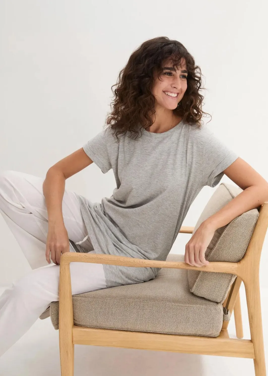Damen bonprix Shirts & Tops|Basics|Boxy-Longshirt mit kurzen Ärmeln