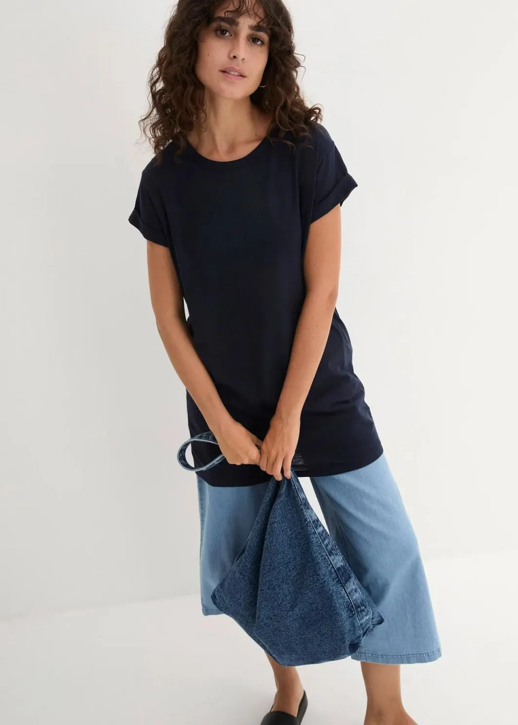 Discount Boxy-Longshirt mit kurzen Ärmeln Damen Shirts & Tops|Basics