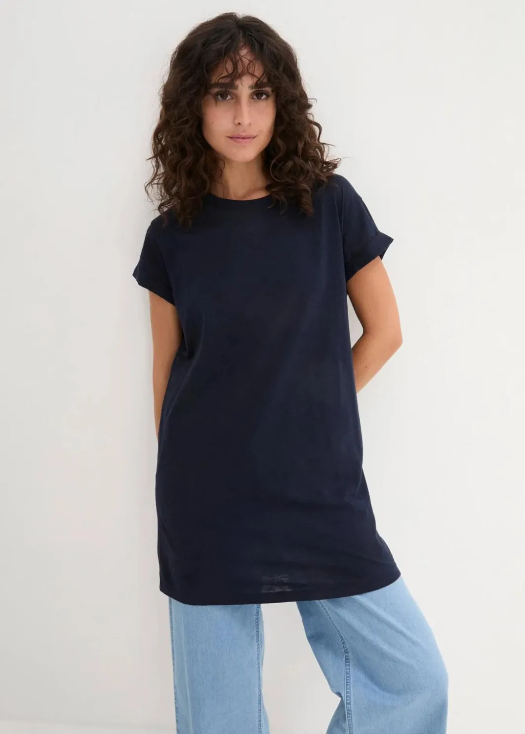 Discount Boxy-Longshirt mit kurzen Ärmeln Damen Shirts & Tops|Basics