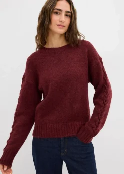 Sale Boxy-Pullover mit geflochtenen Ärmeln Damen Strickmode|Pullover & Strickjacken
