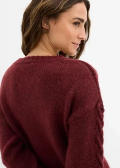 Sale Boxy-Pullover mit geflochtenen Ärmeln Damen Strickmode|Pullover & Strickjacken