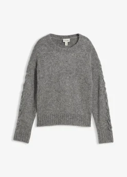 Damen bonprix Bekleidung·Umstandsmode|Bekleidung·Jeans|Boxy-Pullover mit geflochtenen Ärmeln