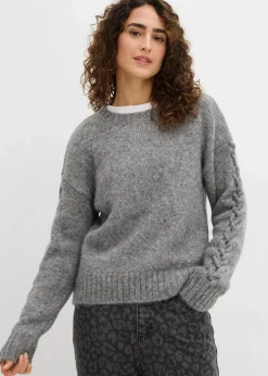 Damen bonprix Bekleidung·Umstandsmode|Bekleidung·Jeans|Boxy-Pullover mit geflochtenen Ärmeln