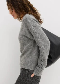 Damen bonprix Bekleidung·Umstandsmode|Bekleidung·Jeans|Boxy-Pullover mit geflochtenen Ärmeln