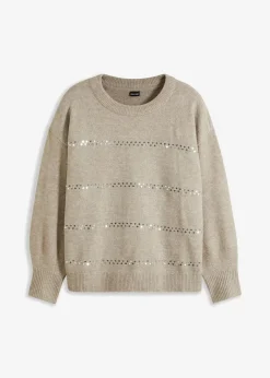 Damen bonprix Pullover & Strickjacken|Bekleidung·Jeans|Boxy-Pullover mit Pailletten