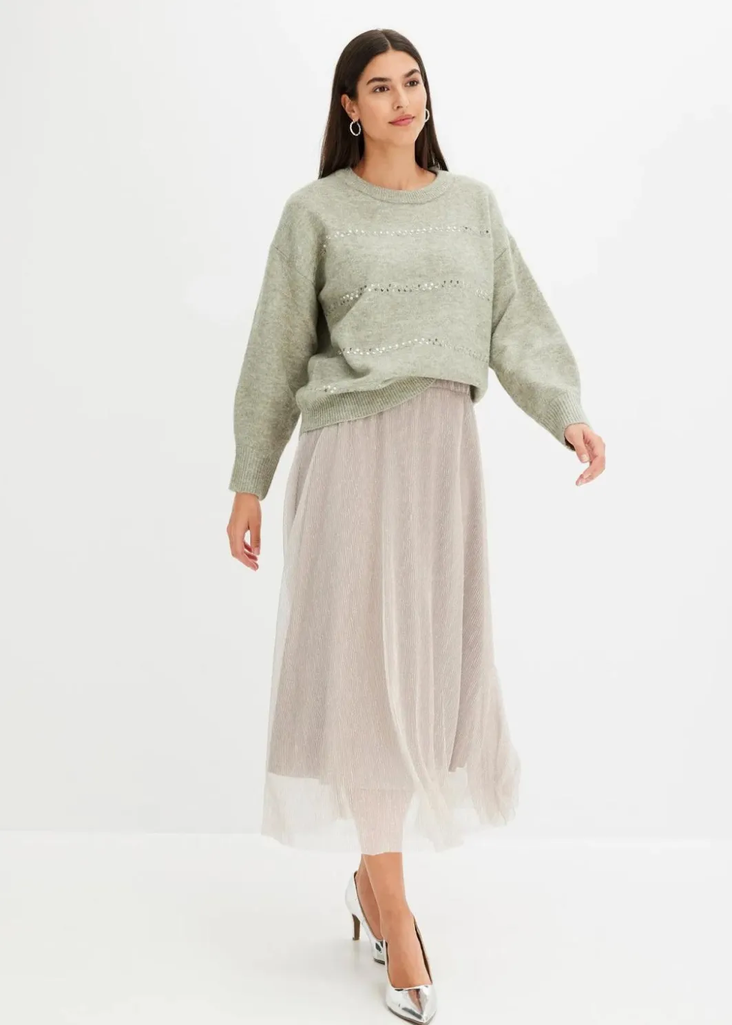 Damen bonprix Bekleidung·Umstandsmode|Strickmode|Boxy-Pullover mit Pailletten
