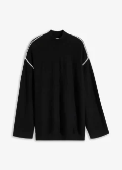 Boxy-Pullover mit Zierstich aus Viskose-Mix Damen Strickmode|Pullover & Strickjacken