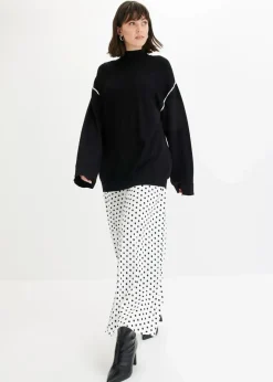 Boxy-Pullover mit Zierstich aus Viskose-Mix Damen Strickmode|Pullover & Strickjacken