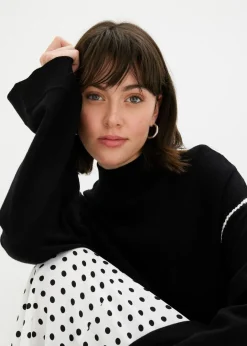 Boxy-Pullover mit Zierstich aus Viskose-Mix Damen Strickmode|Pullover & Strickjacken