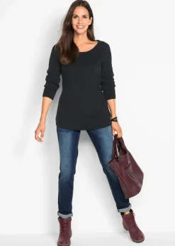 Boyfriend Jeans Mid Waist, Stretch Damen Jeans|Bekleidung·Shirts & Tops