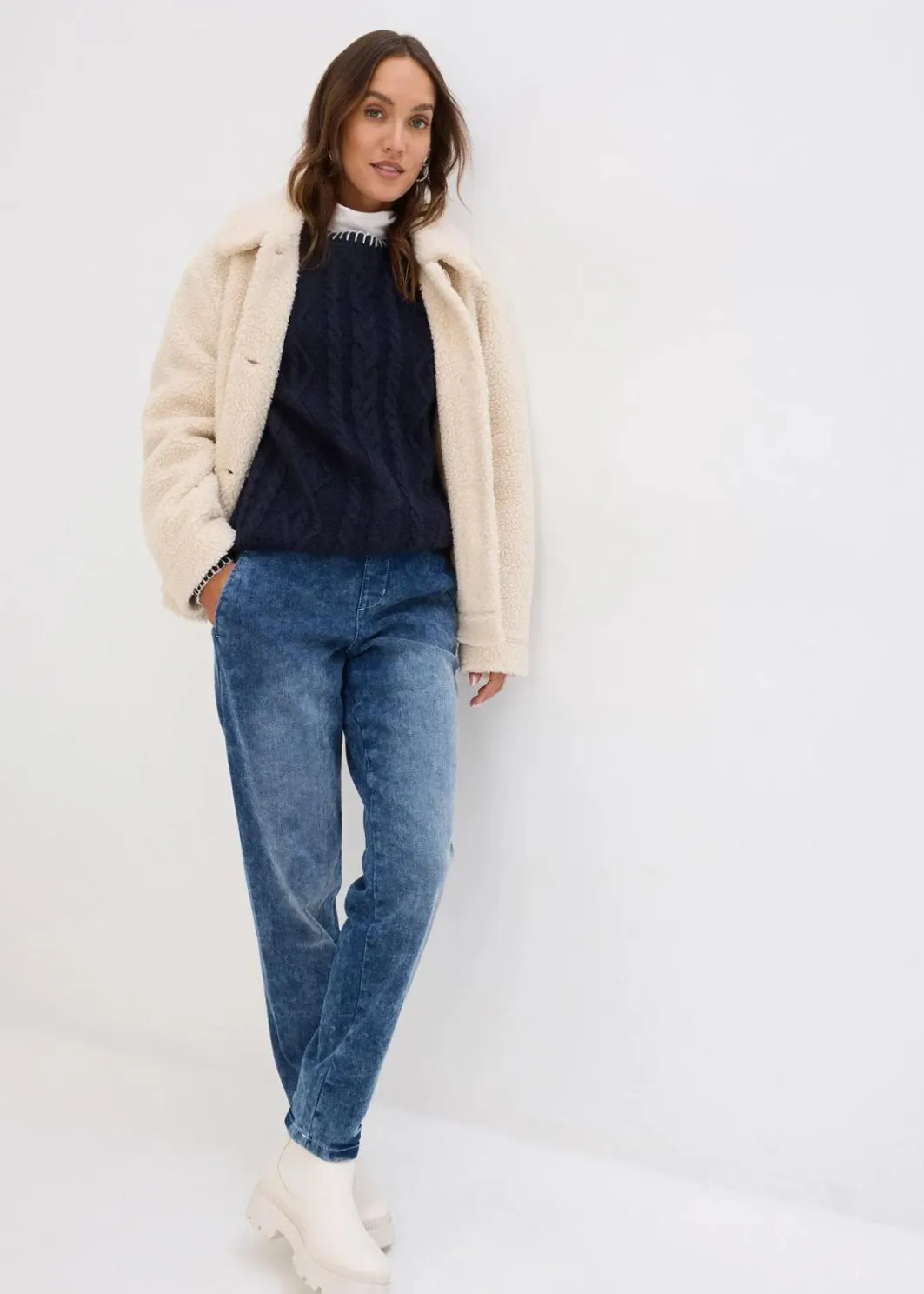 Damen bonprix Bekleidung·Shirts & Tops|Jeans|Boyfriend Jeans Mid Waist, Thermo