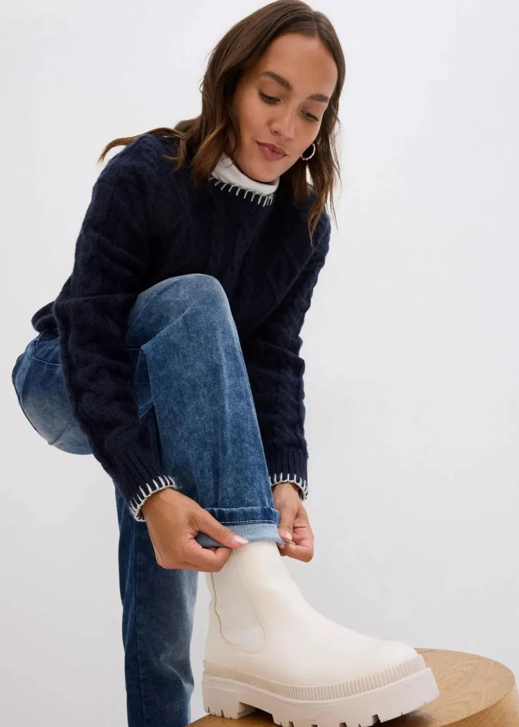 Damen bonprix Bekleidung·Shirts & Tops|Jeans|Boyfriend Jeans Mid Waist, Thermo