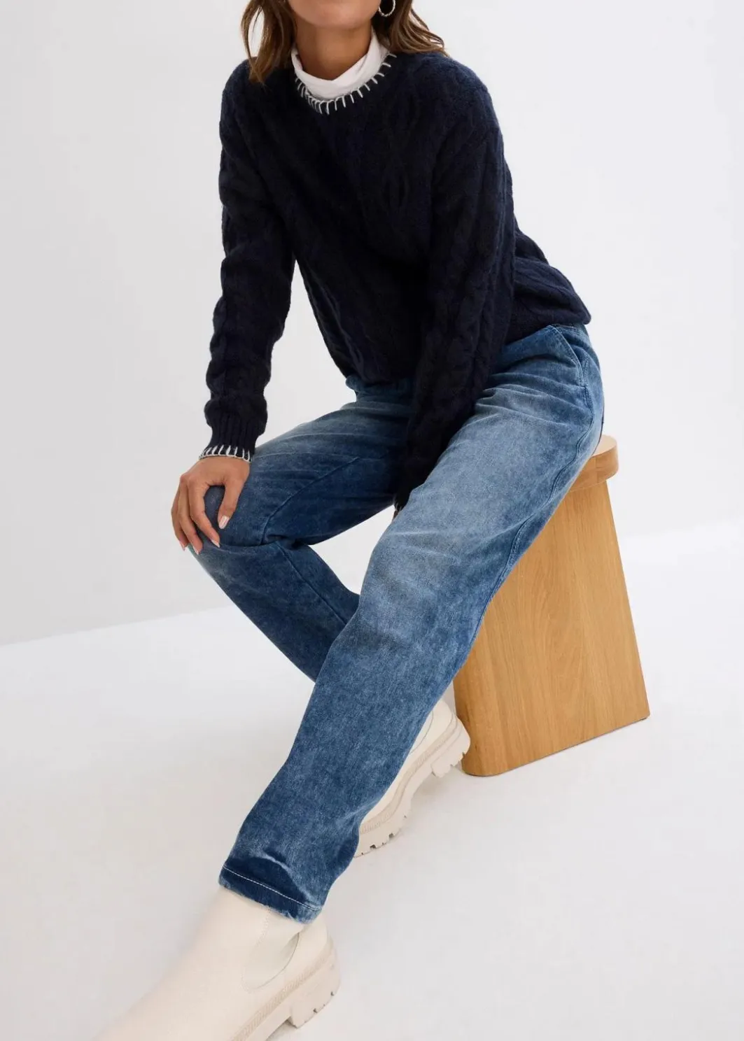 Damen bonprix Bekleidung·Shirts & Tops|Jeans|Boyfriend Jeans Mid Waist, Thermo