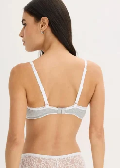 Damen bonprix Wäsche·Baumwollunterwäsche|Wäsche·Bhs|Bralette ohne Bügel mit ​Baumwolle und Spitze