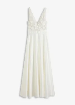 Best Brautkleid aus glänzendem Satin mit Blumen-Applikation Damen Bekleidung·Pullover & Strickjacken|Kleider