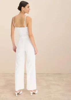 Braut-Overall aus strukturiertem Crepe mit Perlenstickerei Damen Jumpsuits