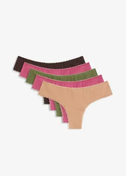 Damen bonprix Wäsche·Baumwollunterwäsche|Wäsche·Höschen|Brazilslip mit Baumwolle (5er Pack)