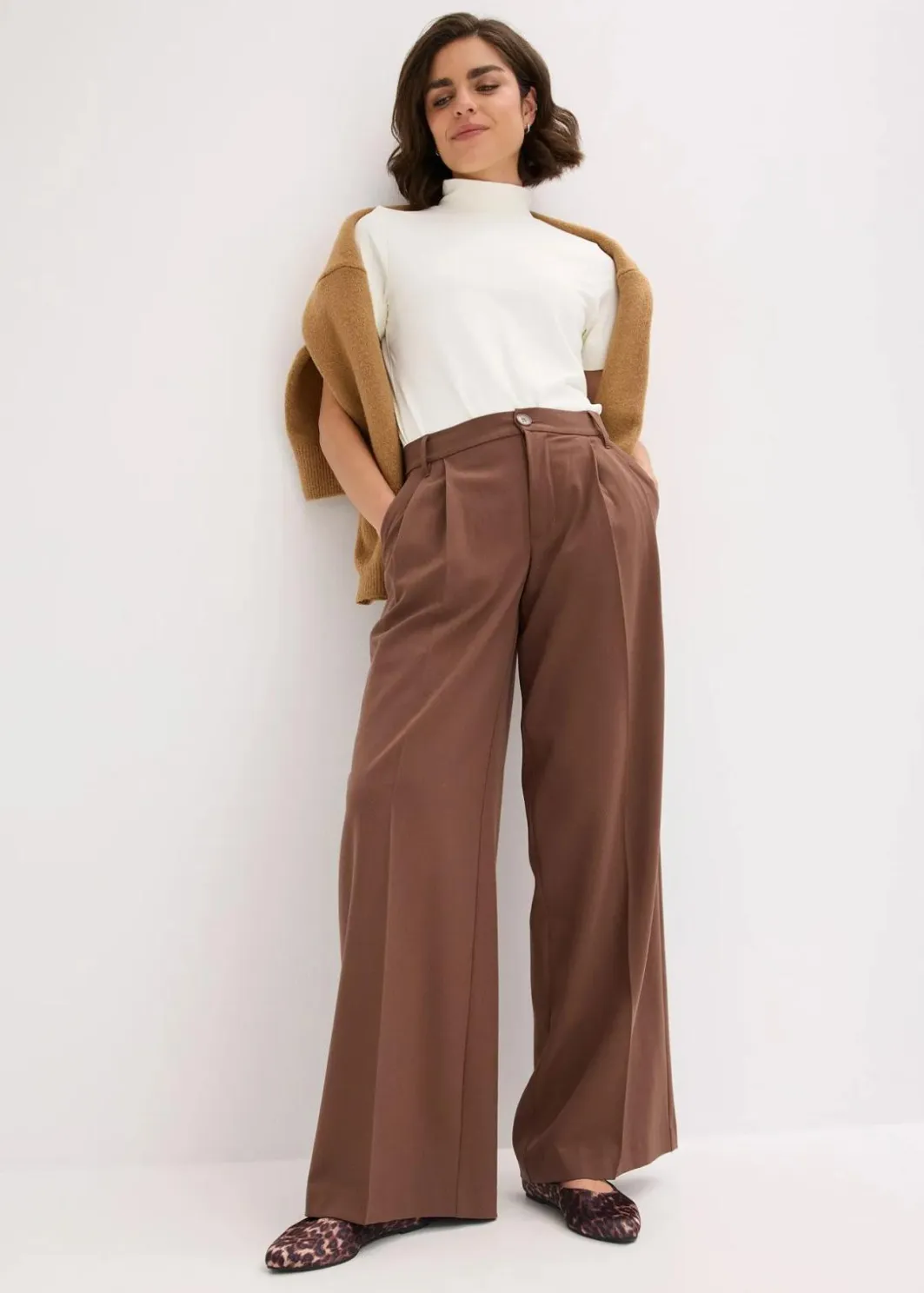 Damen bonprix Bekleidung·Kleider|Hosen|Bundfaltenhose aus fließendem Viskose-Mix