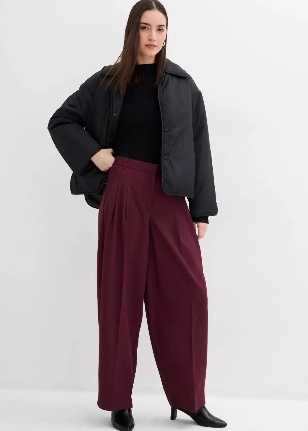 Damen bonprix Bekleidung·Kleider|Hosen|Bundfaltenhose mit Bequembund und Schlitz