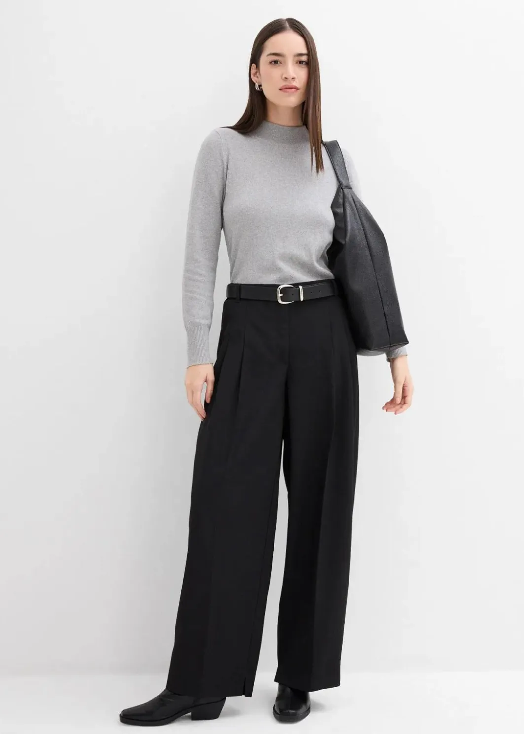 Damen bonprix Hosen|Bekleidung·Kleider|Bundfaltenhose mit Bequembund und Schlitz
