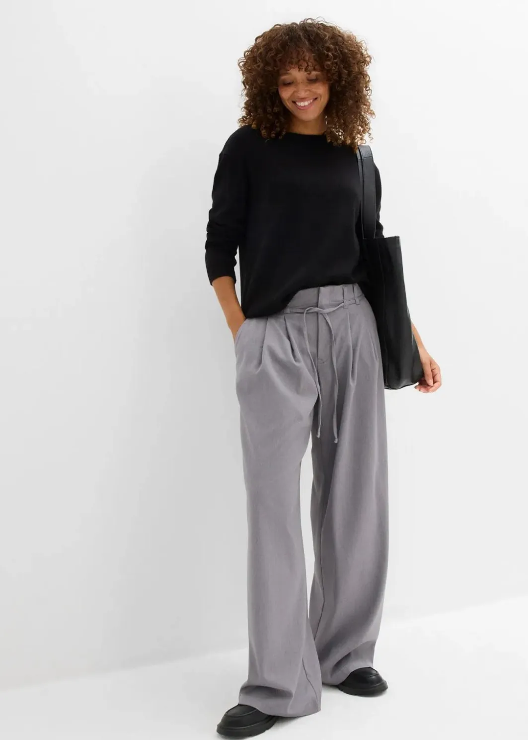 Hot Bundfaltenhose mit Bindeband Damen Nachhaltigere Materialien|Hosen