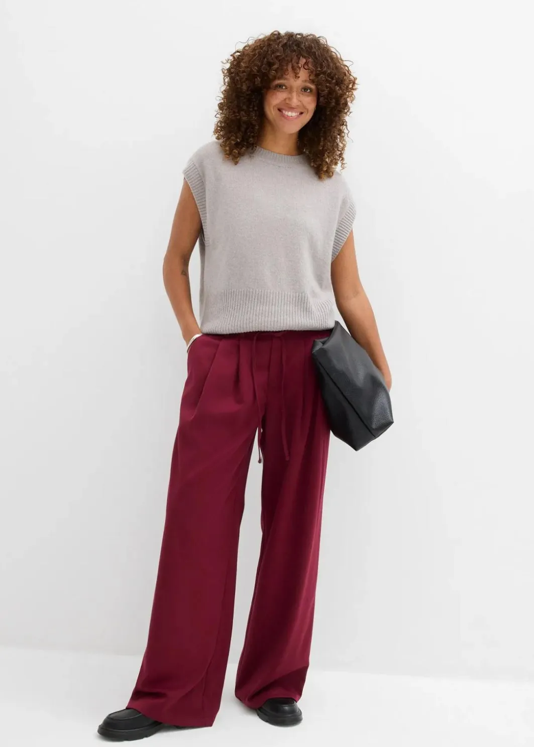 Damen bonprix Bekleidung·Kleider|Hosen|Bundfaltenhose mit Bindeband