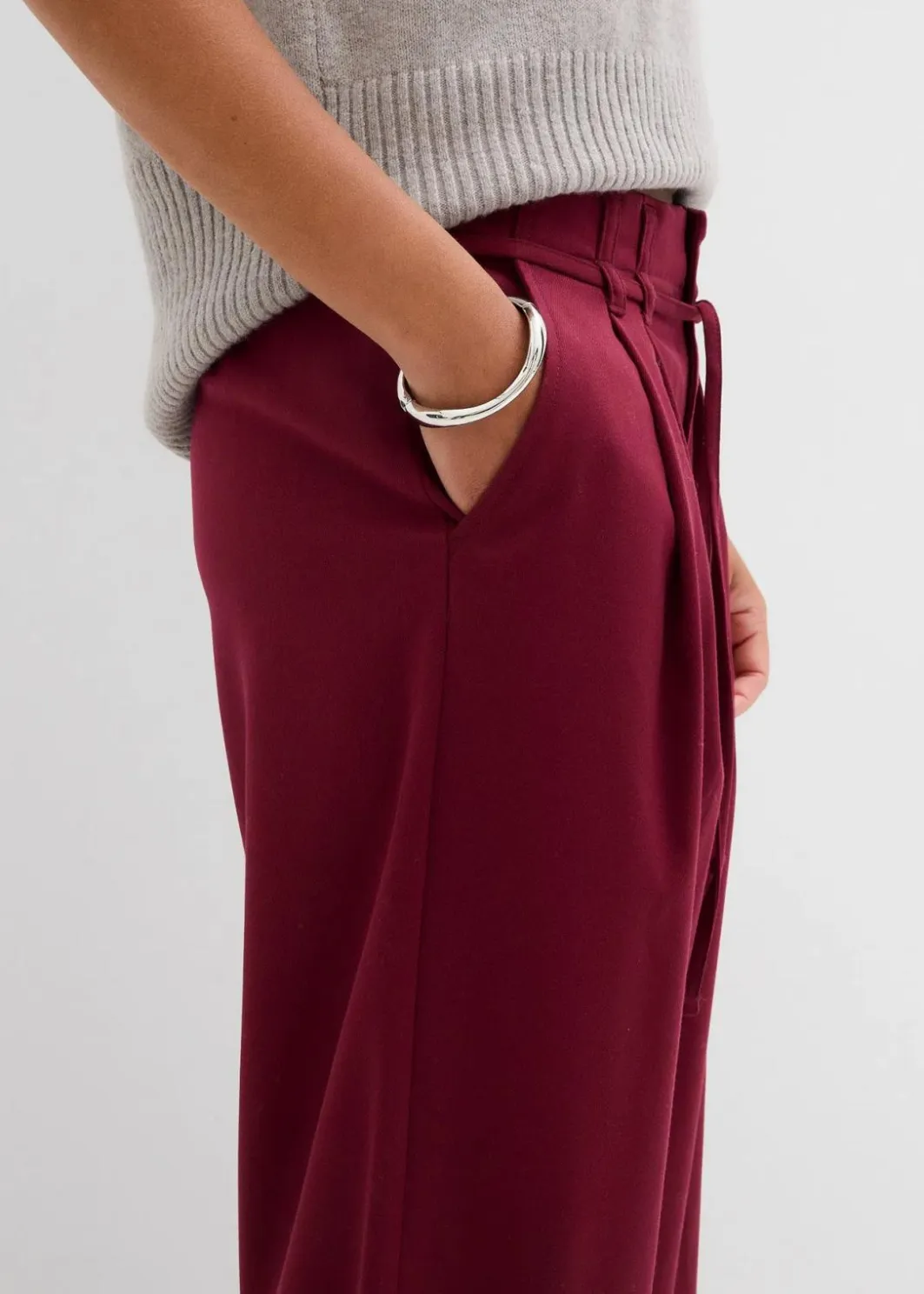 Damen bonprix Bekleidung·Kleider|Hosen|Bundfaltenhose mit Bindeband