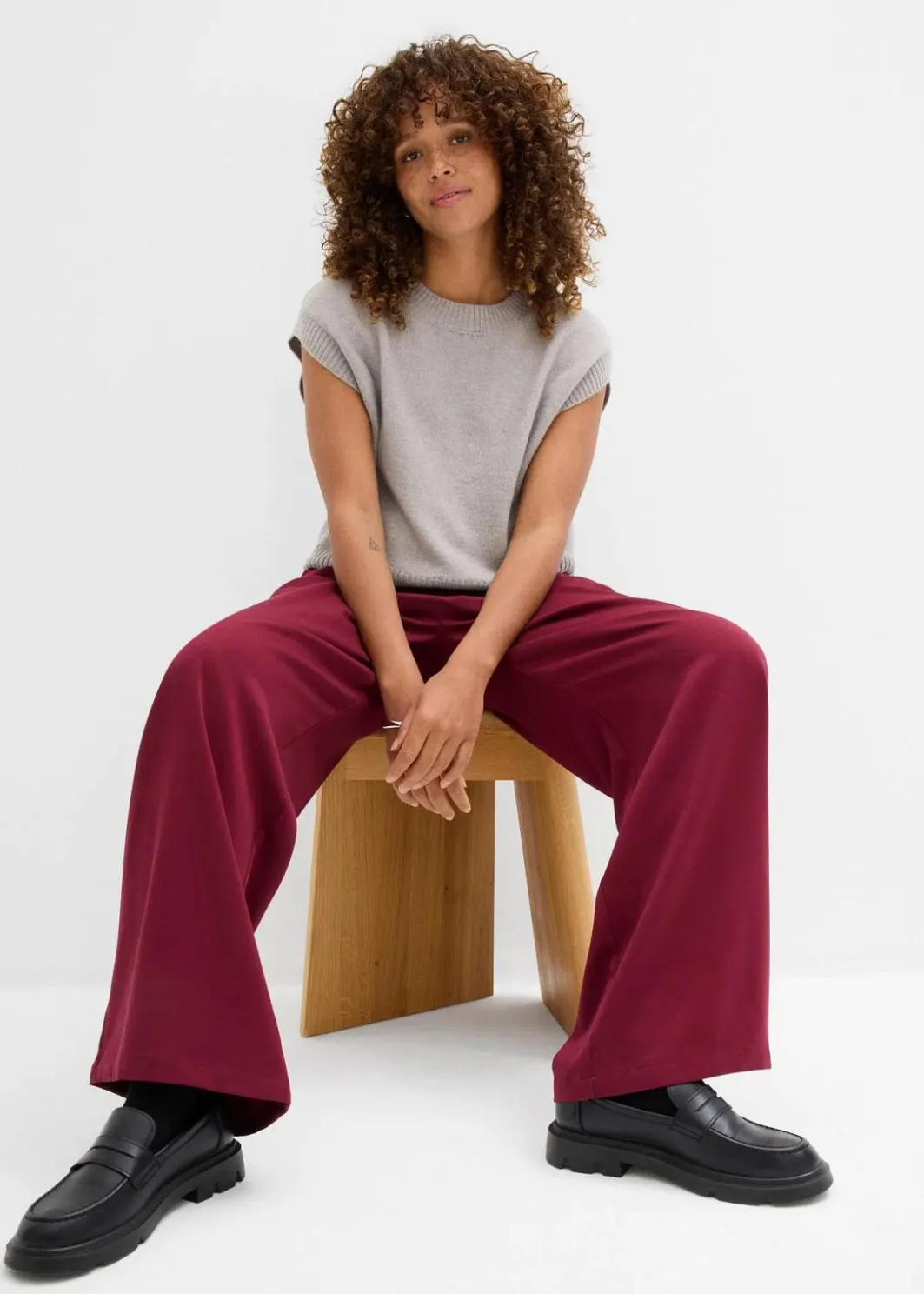 Damen bonprix Bekleidung·Kleider|Hosen|Bundfaltenhose mit Bindeband