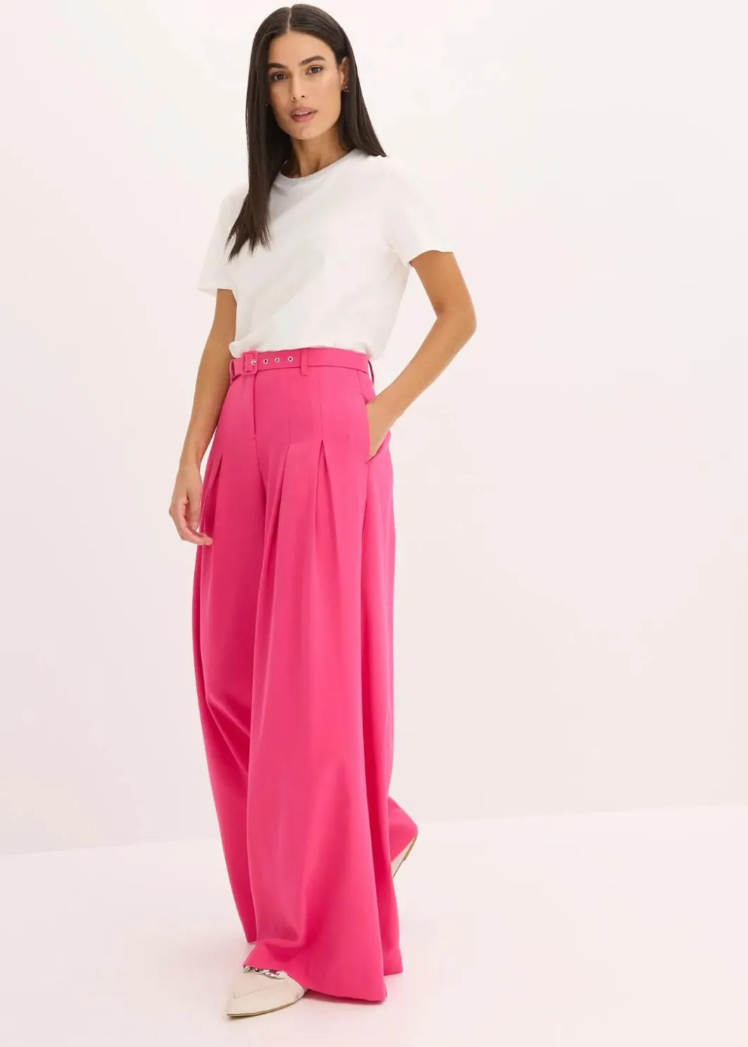 Discount Bundfaltenhose mit Gürtel (2tlg-Set) Damen Bekleidung·Kleider|Hosen