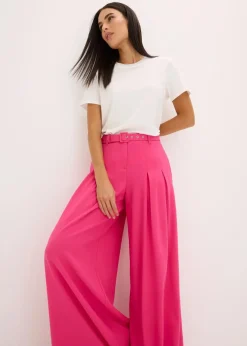 Discount Bundfaltenhose mit Gürtel (2tlg-Set) Damen Bekleidung·Kleider|Hosen