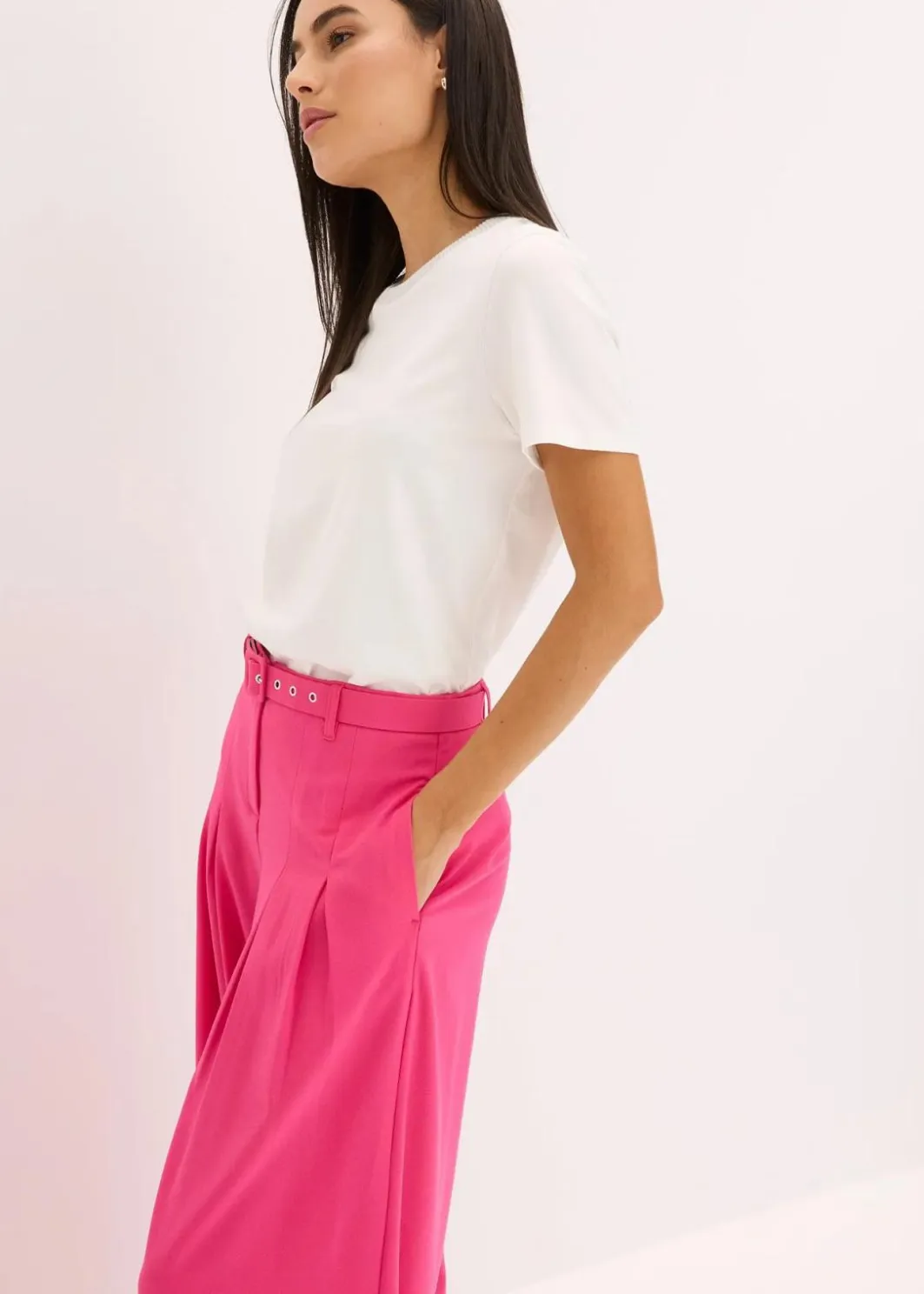 Discount Bundfaltenhose mit Gürtel (2tlg-Set) Damen Bekleidung·Kleider|Hosen