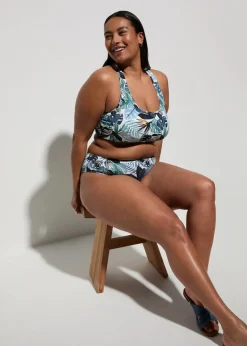Damen bonprix Nachhaltigere Materialien|Sport Bademode|Bustier-Bikini mit gekreuzten Trägern (2-tlg.Set)