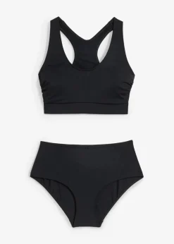 Damen bonprix Nachhaltigere Materialien|Bikinis|Bustier-Bikini mit Ringerrücken (2-tlg. Set)