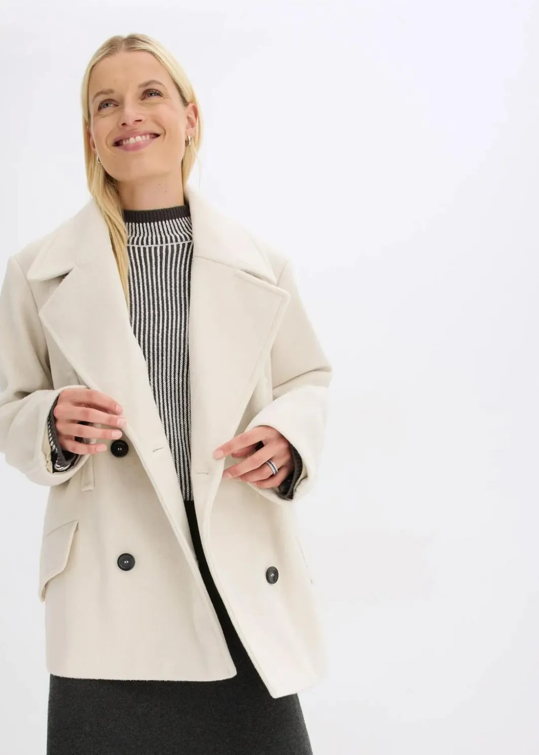Damen bonprix Bekleidung·Hosen|Jacken & Mäntel|Cabanjacke in Wolloptik