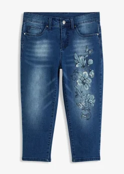 Hot Capri Jeans Mid Waist, Schmetterlingsdruck Damen Jeans