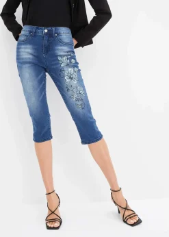 Hot Capri Jeans Mid Waist, Schmetterlingsdruck Damen Jeans