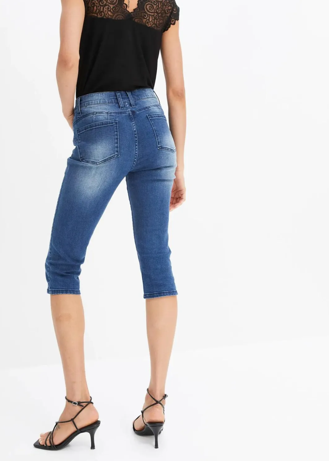 Hot Capri Jeans Mid Waist, Schmetterlingsdruck Damen Jeans