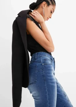 Hot Capri Jeans Mid Waist, Schmetterlingsdruck Damen Jeans