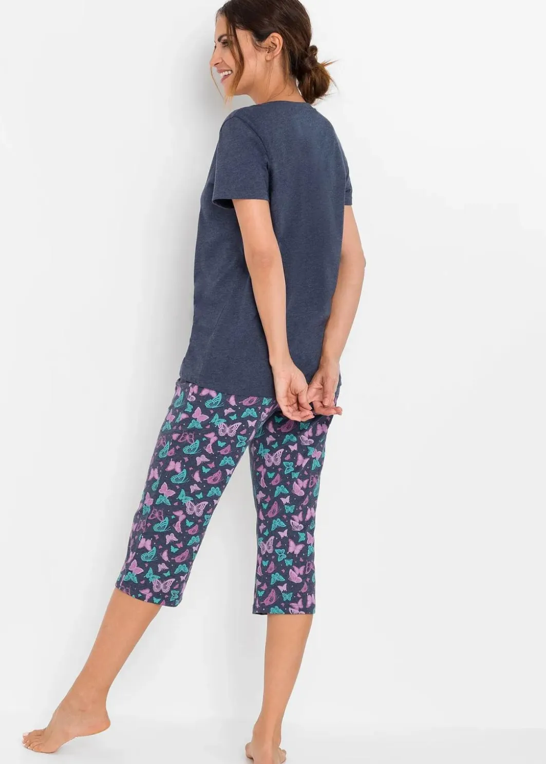 Damen bonprix Wäsche·Nachtwäsche|Nachhaltigere Materialien|Capri Pyjama