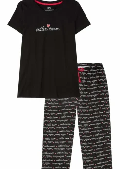 Damen bonprix Wäsche·Nachtwäsche|Nachtwäsche|Capri Pyjama aus reiner Baumwolle