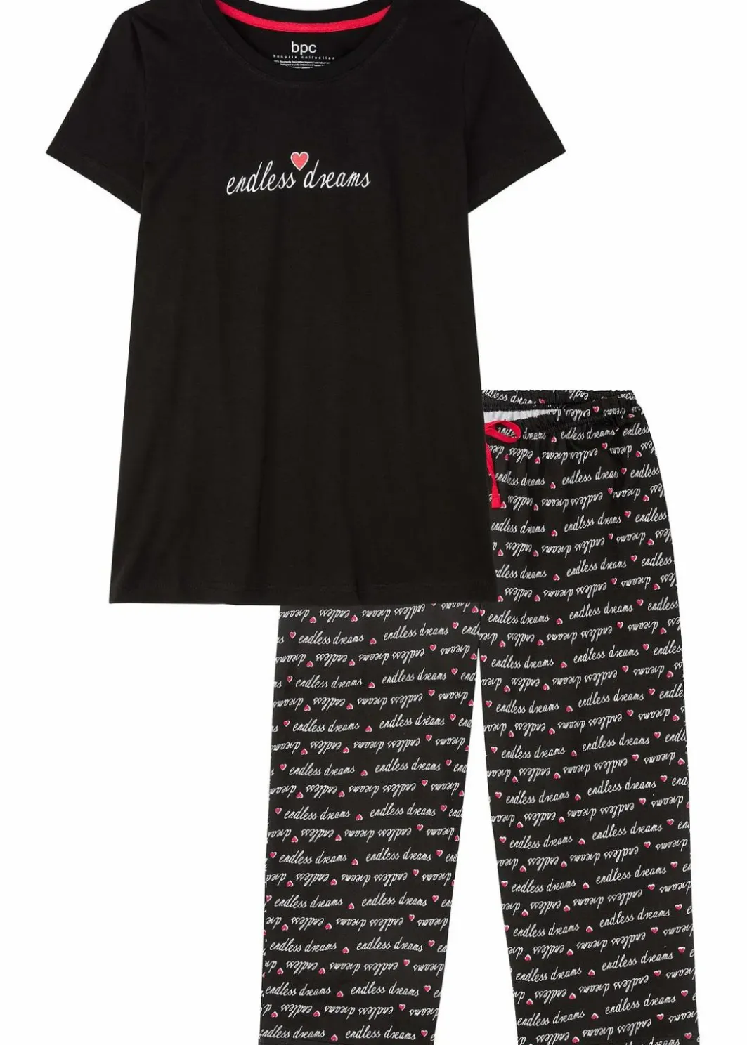 Damen bonprix Wäsche·Nachtwäsche|Nachtwäsche|Capri Pyjama aus reiner Baumwolle