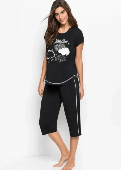 Damen bonprix Nachhaltigere Materialien|Nachtwäsche|Capri Pyjama aus reiner Bio-Baumwolle