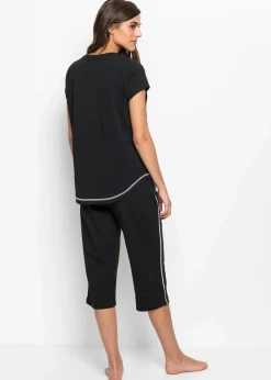 Damen bonprix Nachhaltigere Materialien|Nachtwäsche|Capri Pyjama aus reiner Bio-Baumwolle
