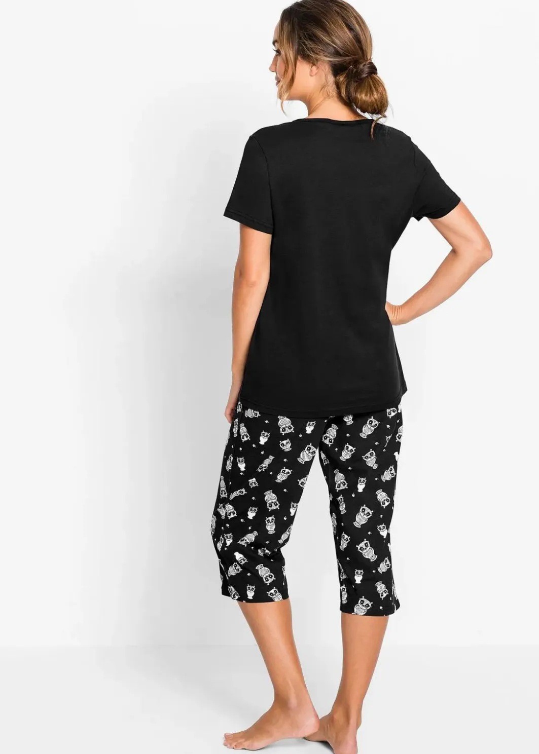 Damen bonprix Nachtwäsche|Wäsche·Nachtwäsche|Capri Pyjama mit kurzen Ärmeln