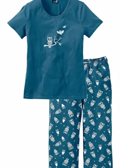 Damen bonprix Nachtwäsche|Wäsche·Nachtwäsche|Capri Pyjama mit kurzen Ärmeln
