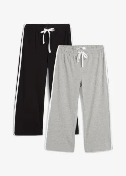 Damen bonprix Basics|Sportbekleidung|Capri-Hose aus Baumwolle mit Stretch (2er Pack)