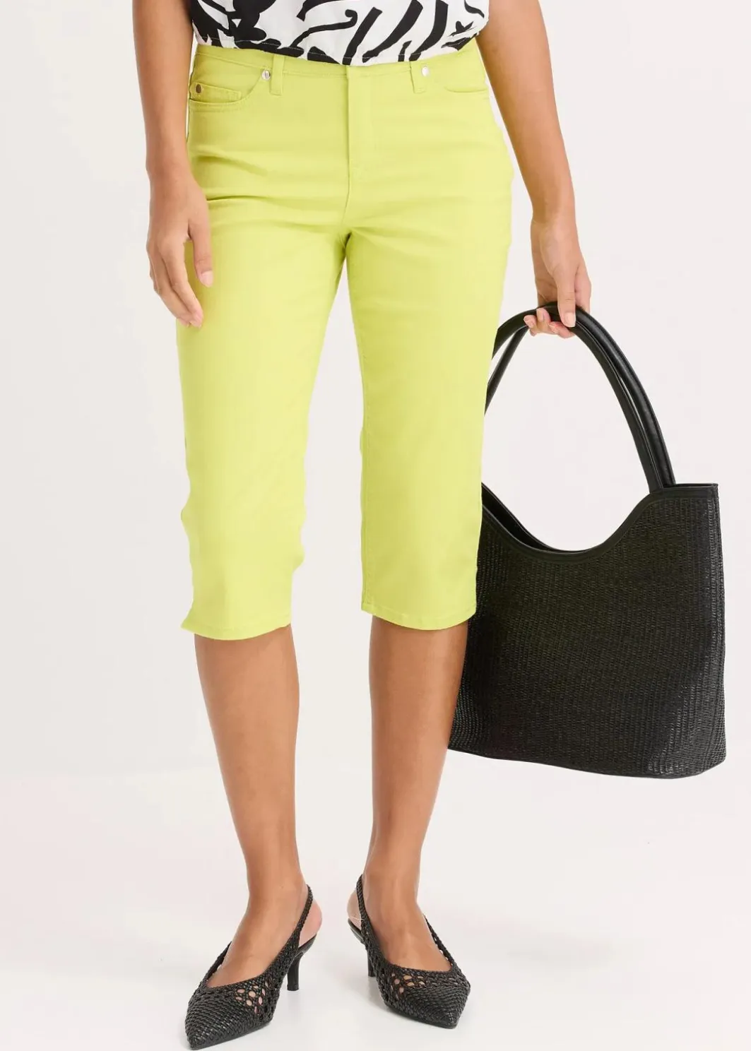 Damen bonprix Hosen|Bekleidung·Kleider|Capri-Hose mit Bequembund