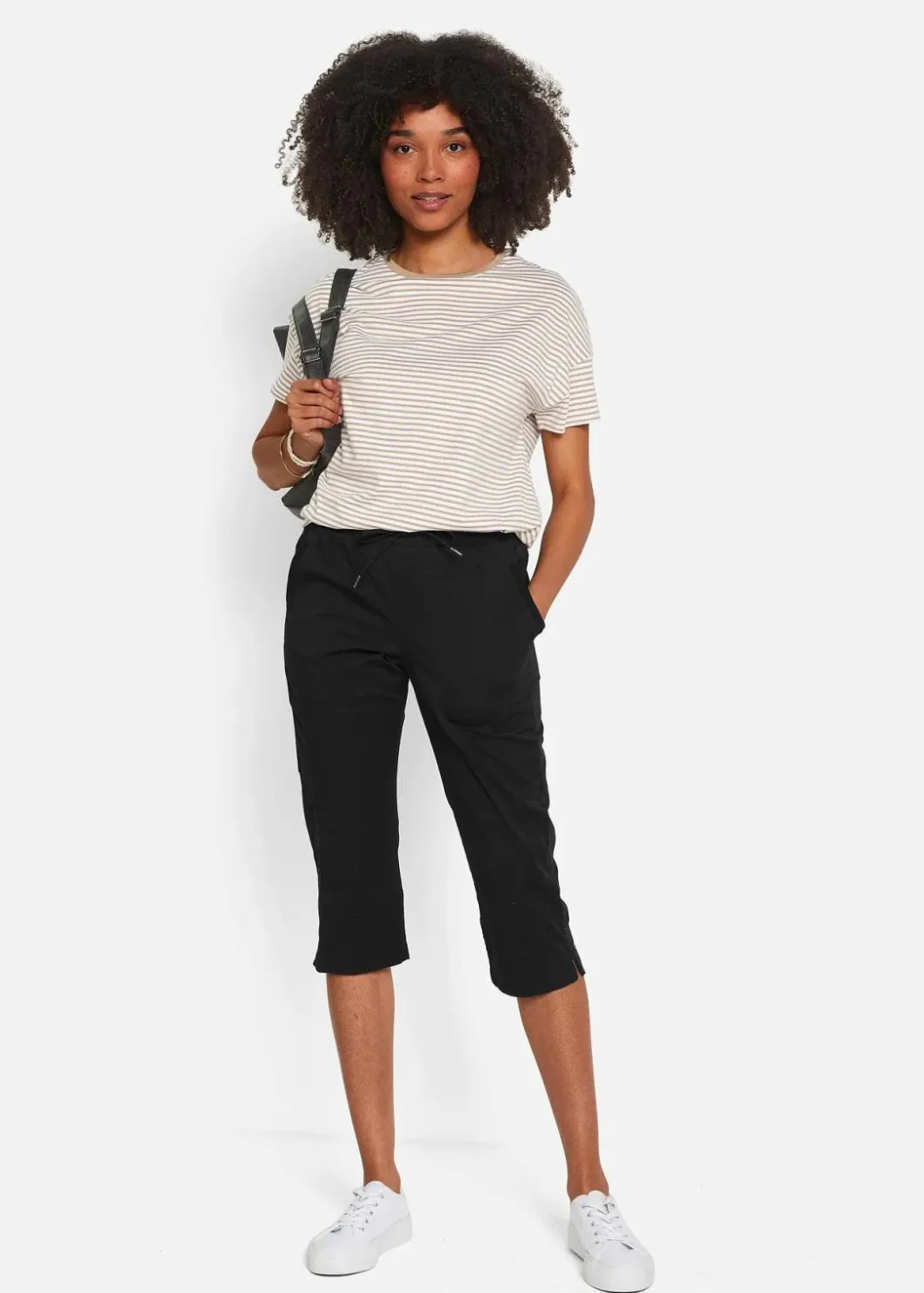 Damen bonprix Bekleidung·Kleider|Hosen|Caprihose mit Bindeband