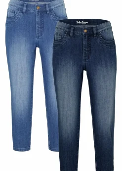 Damen bonprix Bekleidung·Shirts & Tops|Jeans|Capri-Jeans Slim, Mid Waist (2er Pack)